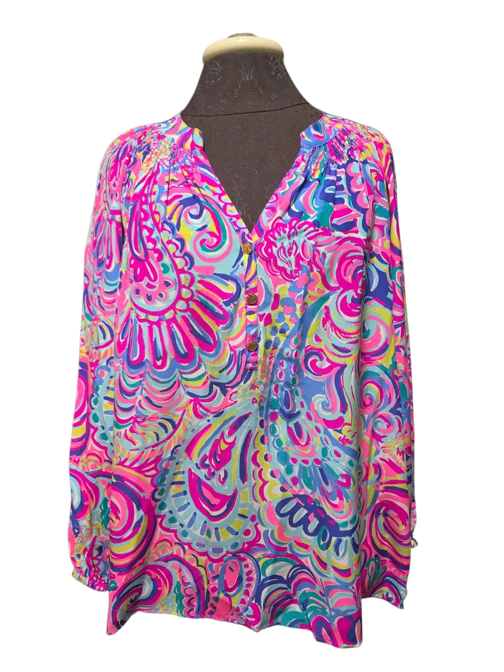 Lilly Pulitzer NWT M Medium Elsa Silk Top Psychedelic Sunshine RARE! 🦄